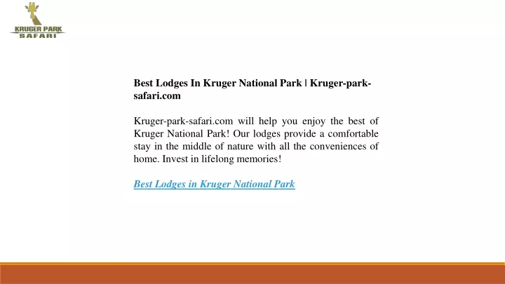 best lodges in kruger national park kruger park