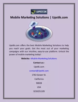 Mobile Marketing Solutions  Upstik