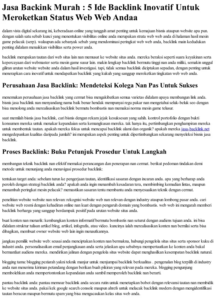 jasa backink murah 5 ide backlink inovatif untuk