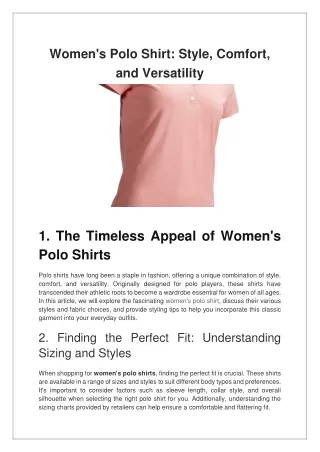 Women's Polo Shirt Style, Comfort, and Versatility