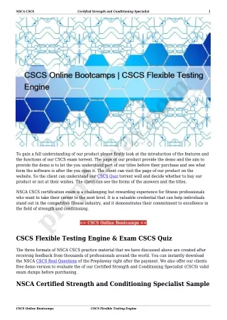 CSCS Online Bootcamps | CSCS Flexible Testing Engine