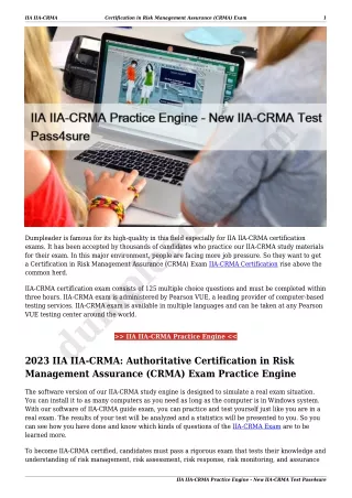 IIA IIA-CRMA Practice Engine - New IIA-CRMA Test Pass4sure
