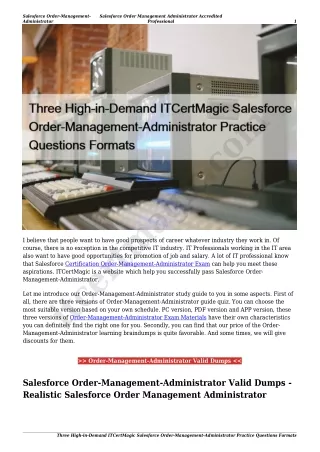 Three High-in-Demand ITCertMagic Salesforce Order-Management-Administrator Practice Questions Formats