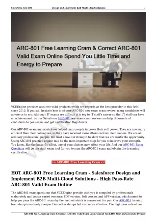 ARC-801 Free Learning Cram & Correct ARC-801 Valid Exam Online Spend You Little Time and Energy to Prepare