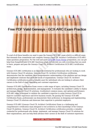 Free PDF Valid Genesys - GCX-ARC Exam Practice