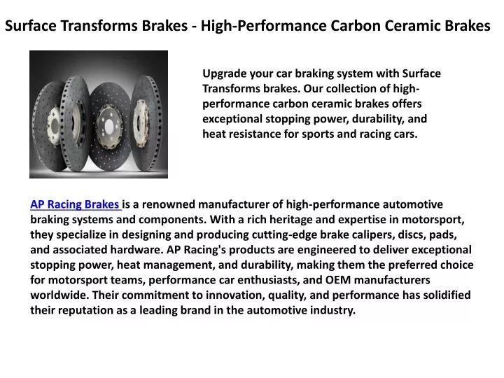 surface transforms brakes high performance carbon