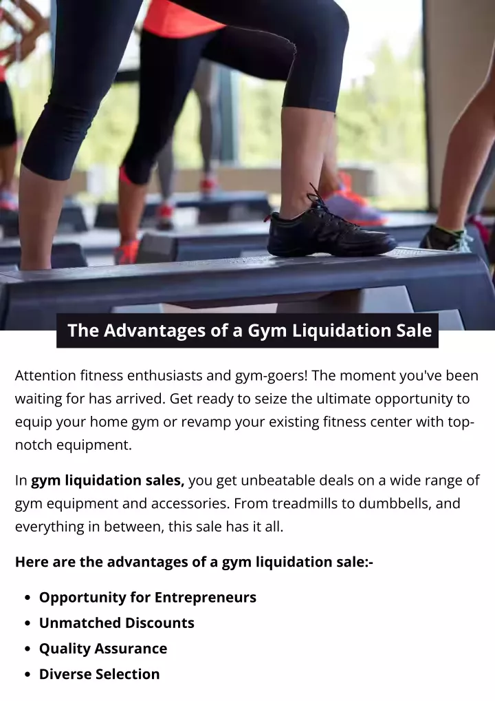 the advantages of a gym liquidation sale