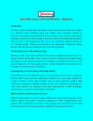best aws course with certification skillsbury