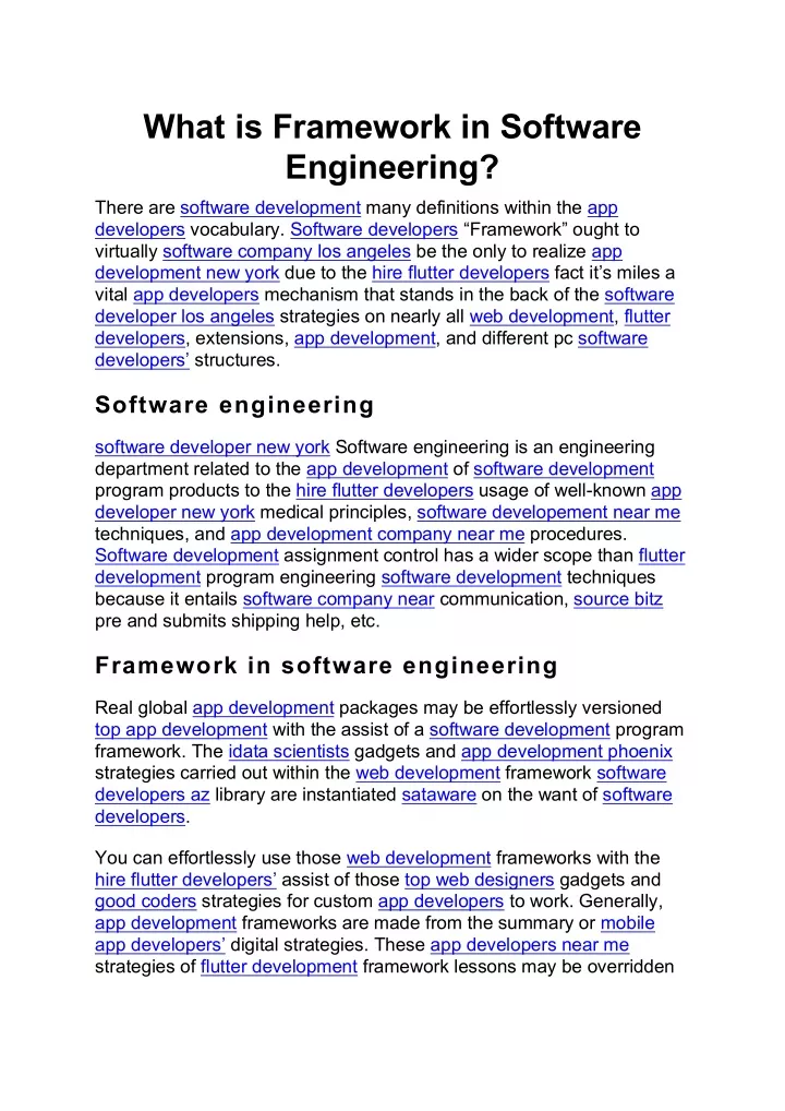 what is framework in software engineering