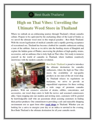 Unveiling the Ultimate Weed Store in Thailand