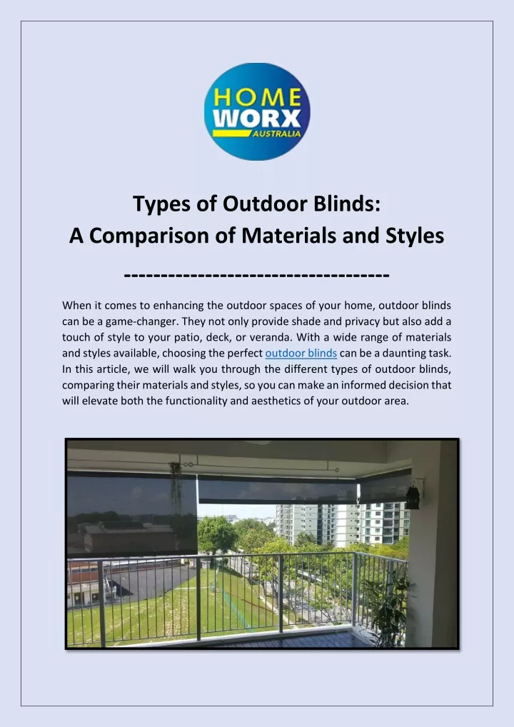 types of outdoor blinds a comparison of materials