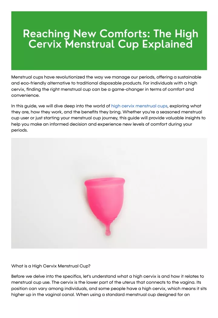 PPT Reaching New Comforts The High Cervix Menstrual Cup Explained