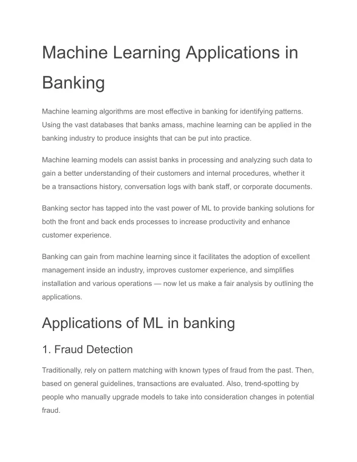 machine learning applications in