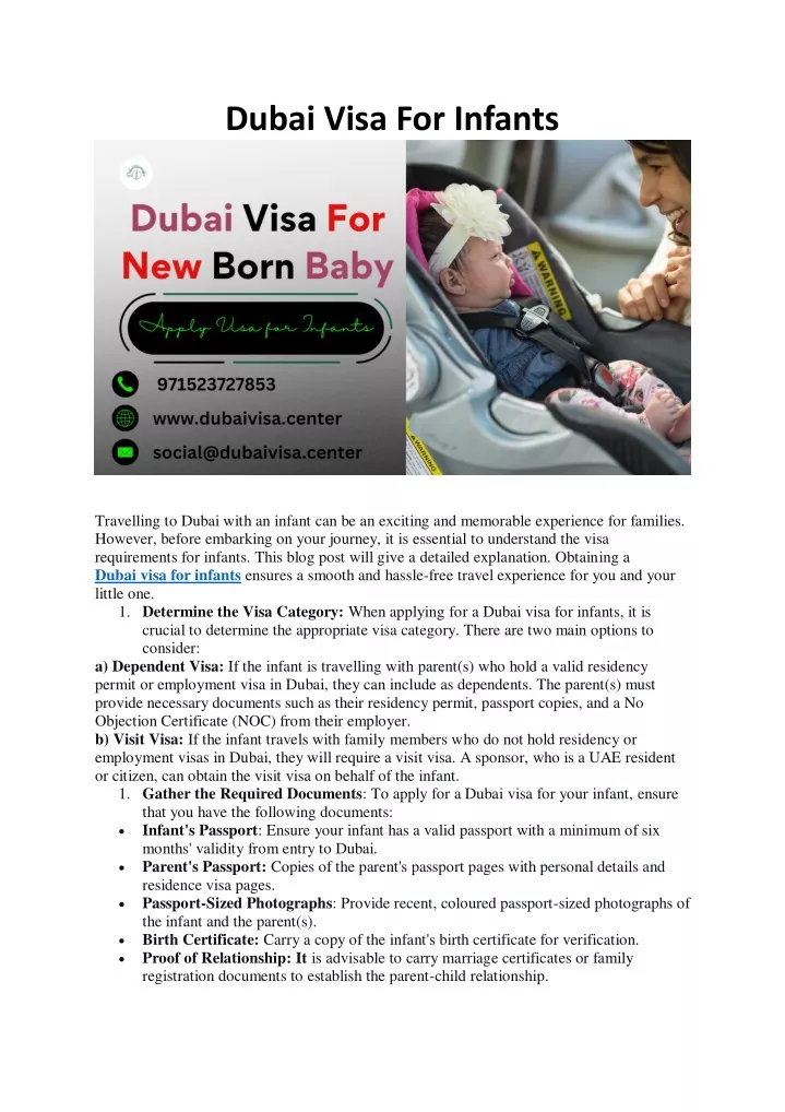 dubai visa for infants