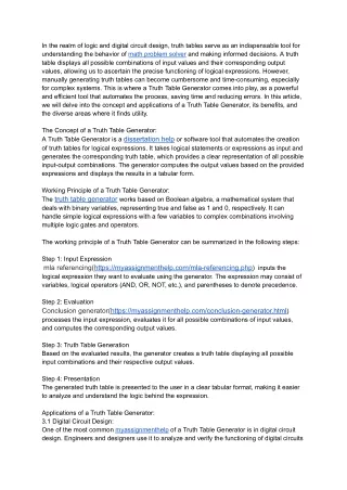 Simplify logical analysis and decision-making with the Truth Table Generator