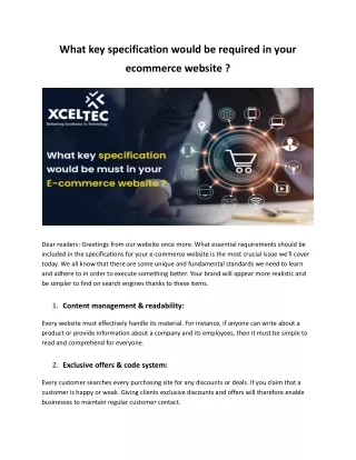 What key specification would be required in your ecommerce website _