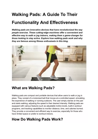 Walking Pads_ A Guide To Their Functionality And Effectiveness
