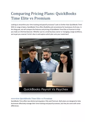 Comparing Pricing Plans QuickBooks Time Elite vs Premium