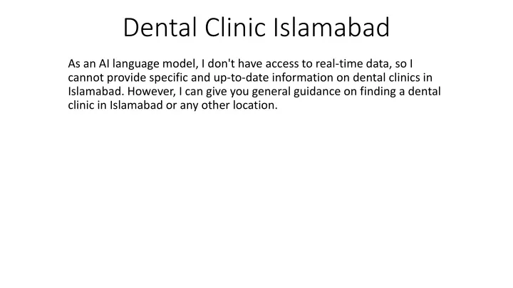 dental clinic islamabad