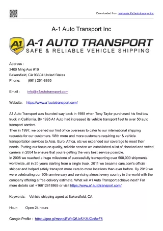 A-1 Auto Transport Inc