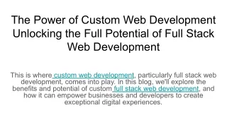 the power of custom web development unlocking