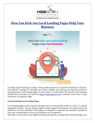 how can kick ass local landing pages help your