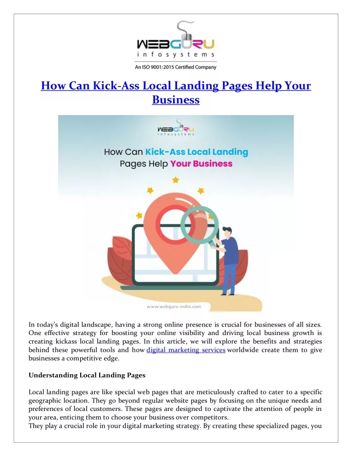 how can kick ass local landing pages help your