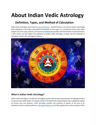 about indian vedic astrology definition types