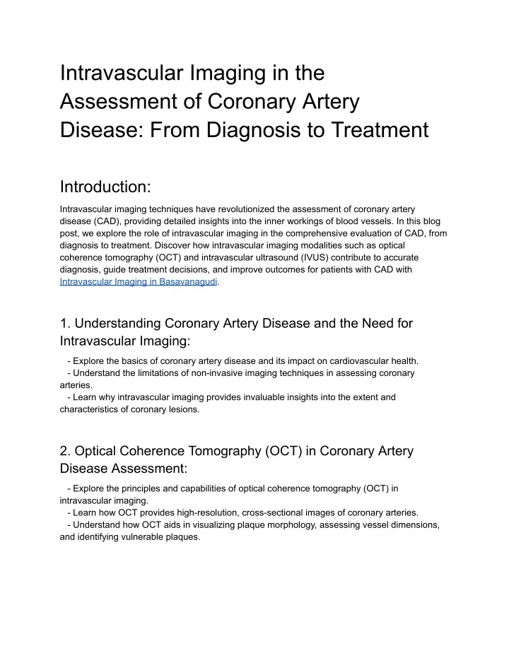 intravascular imaging in the assessment