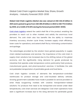 global cold chain logistics market size share