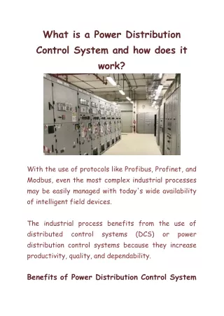 What is a Power Distribution Control System and how does it work