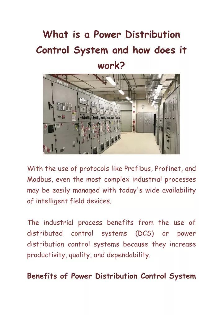 what is a power distribution control system