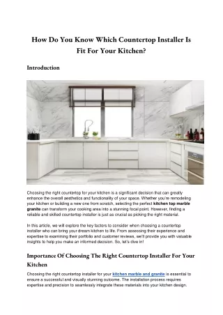 How Do You Know Which Countertop Installer Is Fit For Your Kitchen