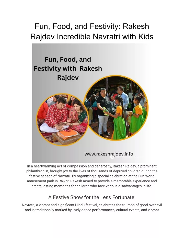 fun food and festivity rakesh rajdev incredible