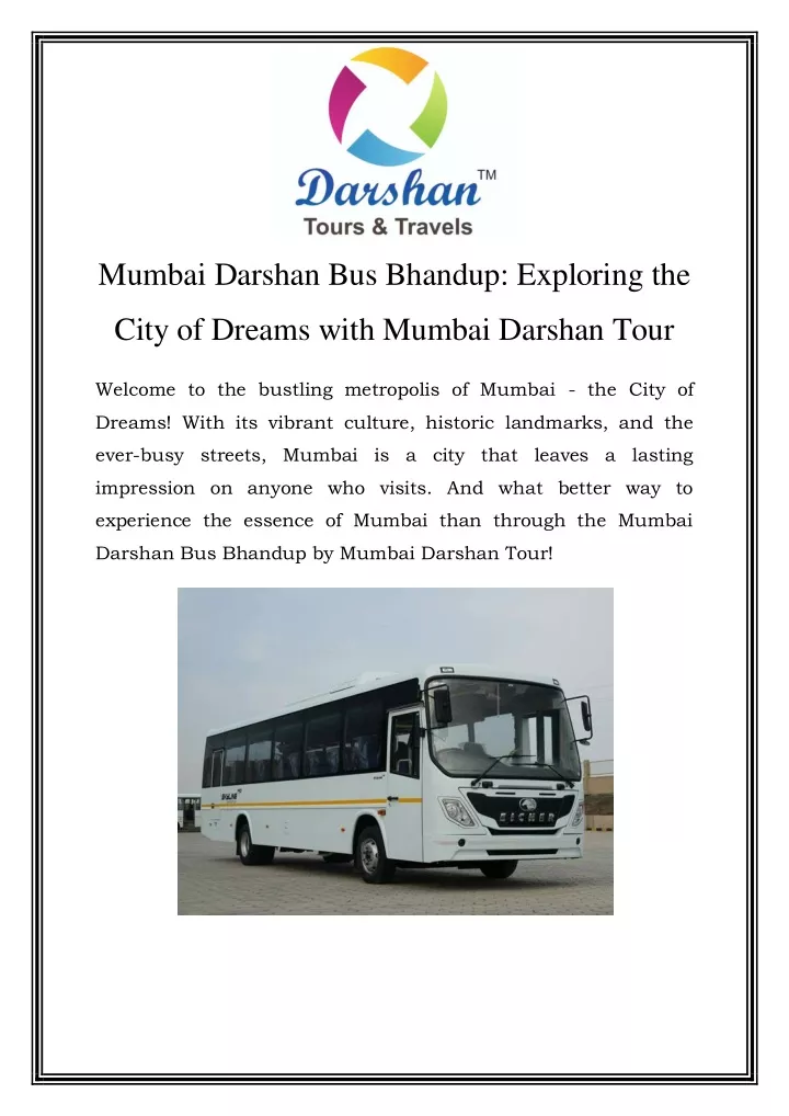 mumbai darshan bus bhandup exploring the