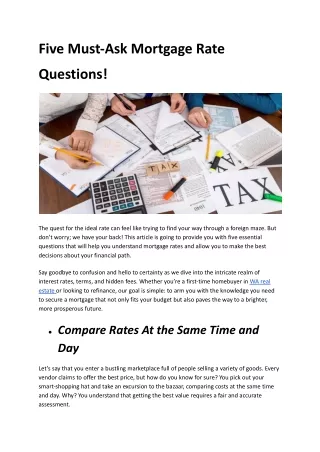 five must ask mortgage rate