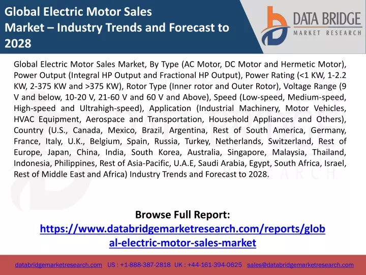 global electric motor sales market industry