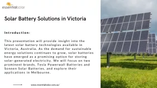 Solar Battery Solutions in Victoria