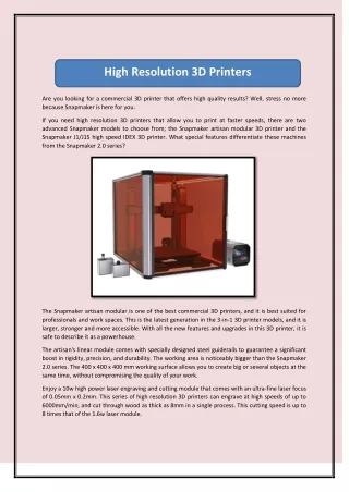 high resolution 3d printers