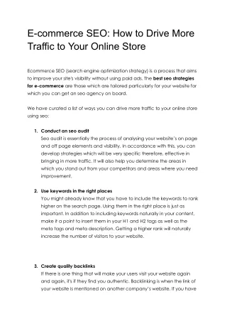 e commerce seo how to drive more traffic to your