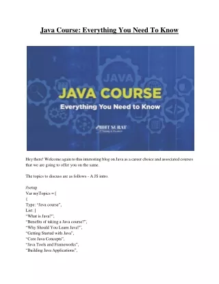 Java Course Everything You Need To Know