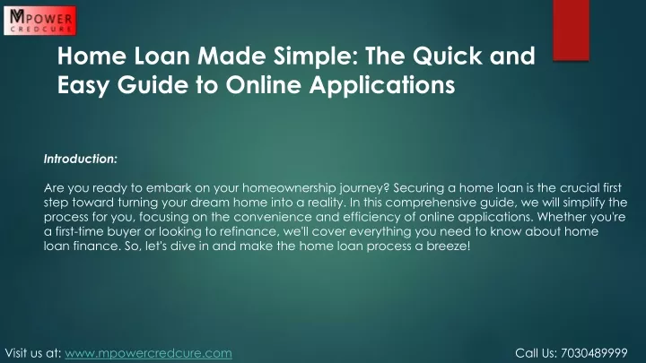 home loan made simple the quick and easy guide