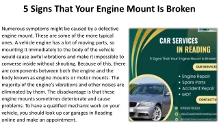 5 Signs That Your Engine Mount Is Broken