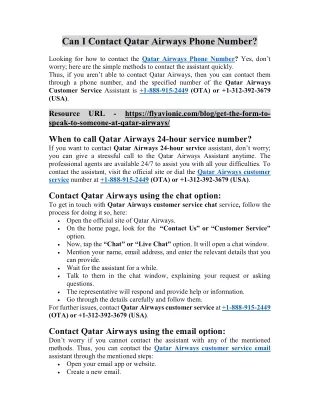 Qatar Airways Phone Number |  1-888-915-2449