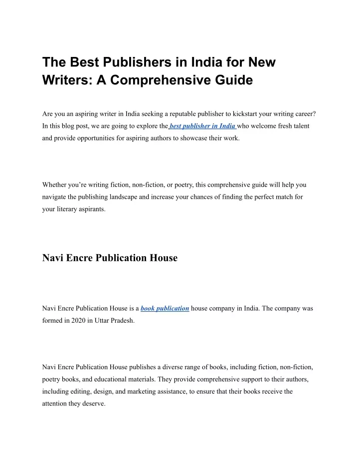 the best publishers in india for new writers
