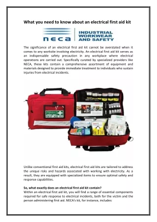 What you need to know about an electrical first aid kit