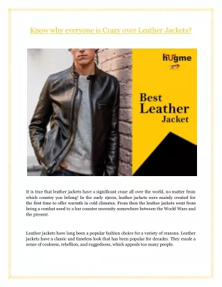 Know why everyone is Crazy over Leather Jackets?