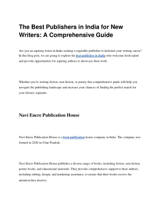 The Best Publishers in India
