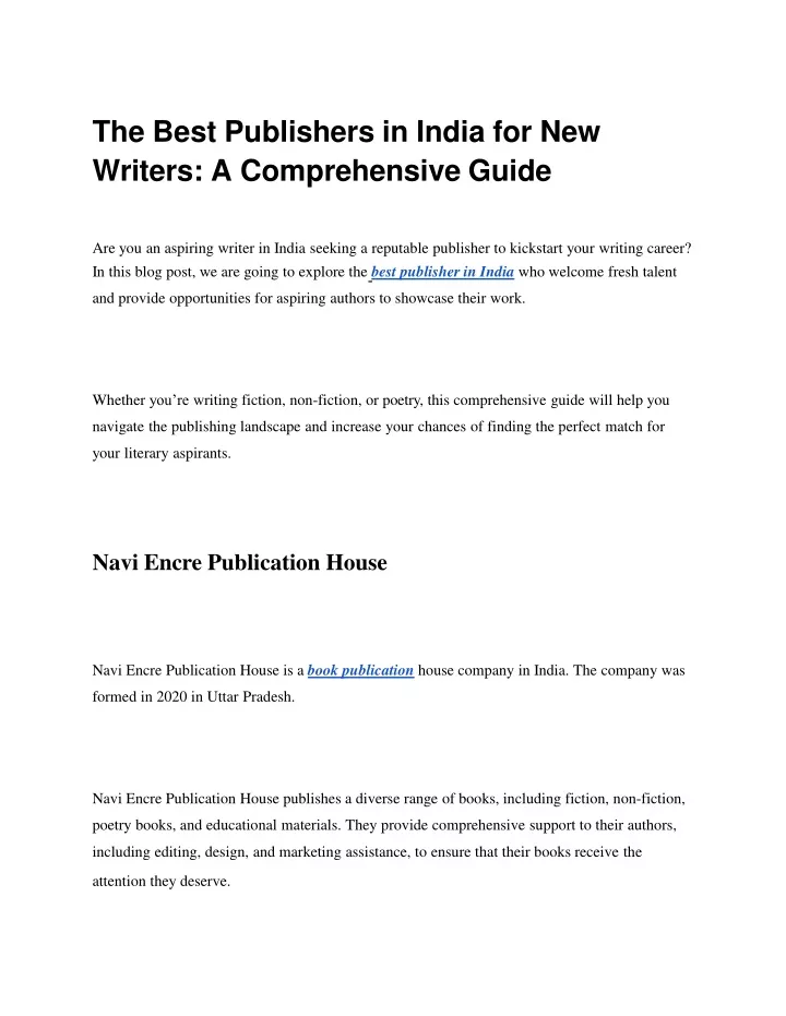 the best publishers in india for new writers a comprehensive guide