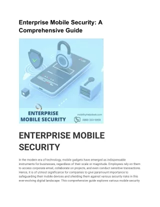 Enterprise Mobile Security A Comprehensive Guide